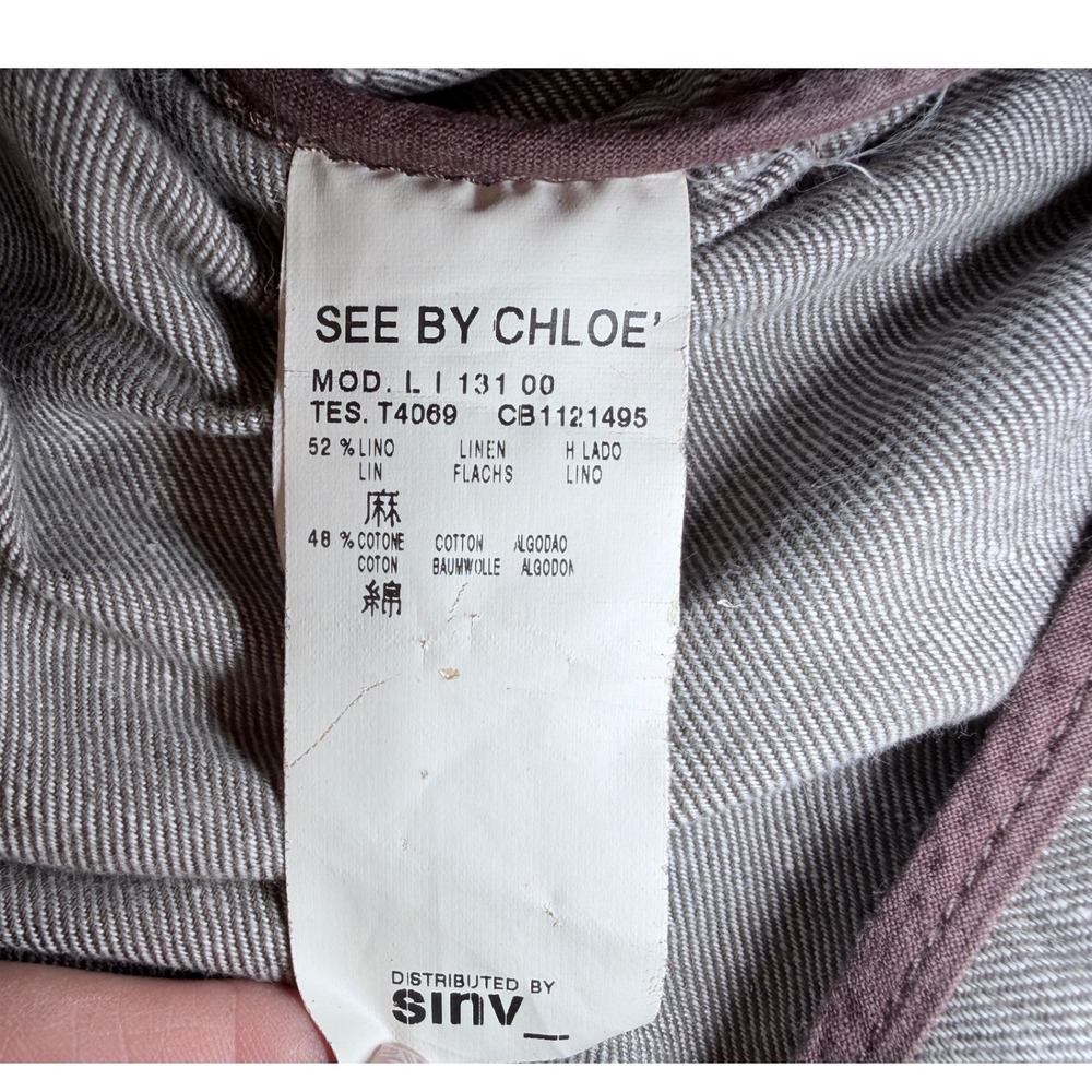 See by Chloé Linen Blend‎ Cropped Jacket 3/4 Sleeve Taupe EU40/US 6–8 - Picture 8 of 9